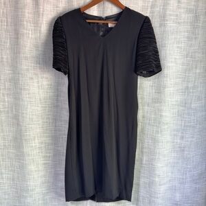 Vintage Carolina Herrera Studio Little Black Dress Puff Sleeves Size 8